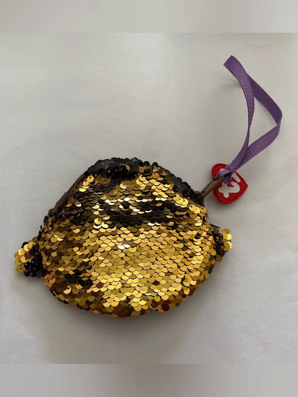 Ty “Coconut” Monkey Beanie Boo Sequin Pouch with Wristlet Strap